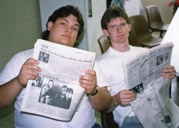 The late Jack O’Pelt and Bobby Ross Jr. read a newspaper in the late 1980s or early 1990s.