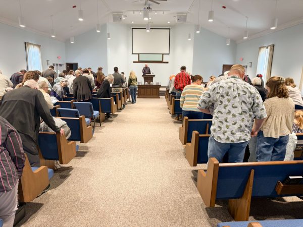 Jack Turner leads singing at the Cornerstone Church of Christ in Pottstown, Pa.