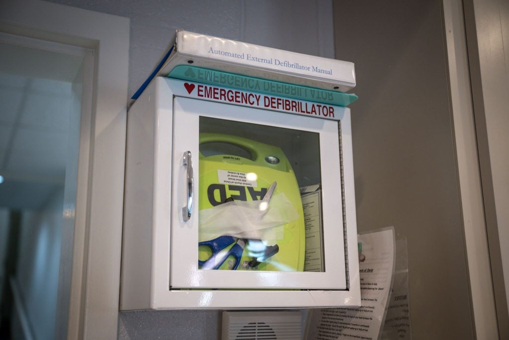 Members of the Central Church of Christ used an automated external defibrillator to revive a churchgoer in cardiac arrest.