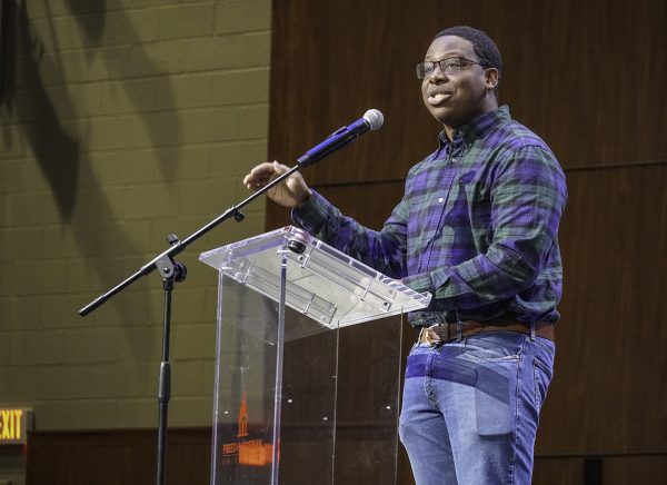 K.J. Moore leads an opening hymn at Freed-Hardeman's Spiritual Growth Workshop.