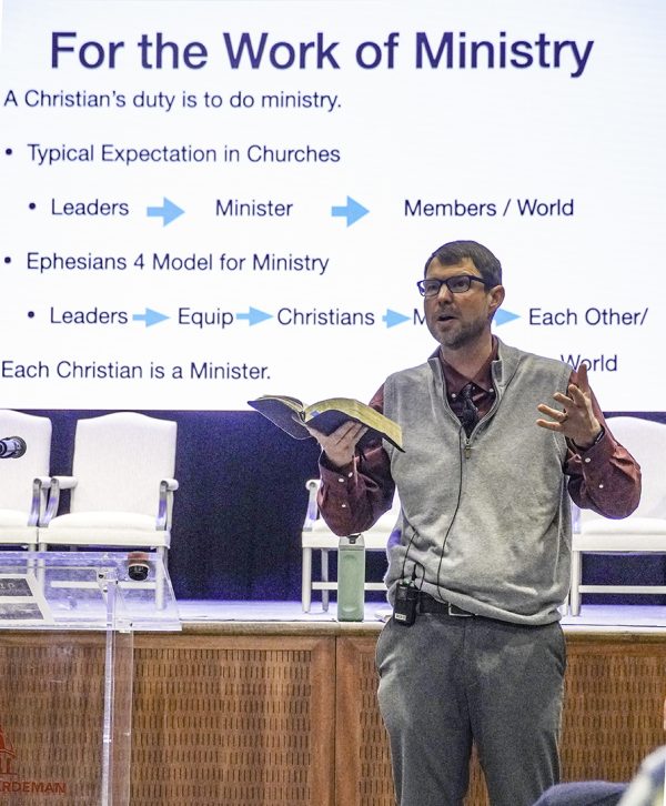 Josh Ketchum speaks on "Equipping the Saints for the Work of Ministry" during the Spiritual Growth Workshop.