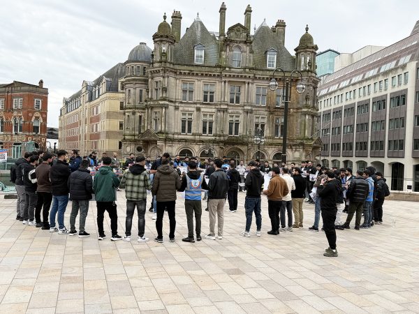 Members of Birmingham's Kurdish community participate in a demonstration by the Dakok Support Centre, a charity that supports the Kurdish community in the United Kingdom. Kurds are an ethnic minority in Iran.